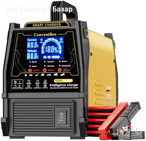 Новo Смарт зарядно за акумулатори кола 12V 24V 15A AGM EFB Deep Cycle 