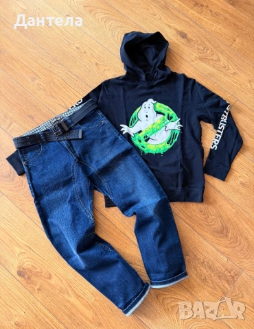 H&M детски дънки и блузка за момче, снимка 10 - Детски панталони и дънки - 54217939