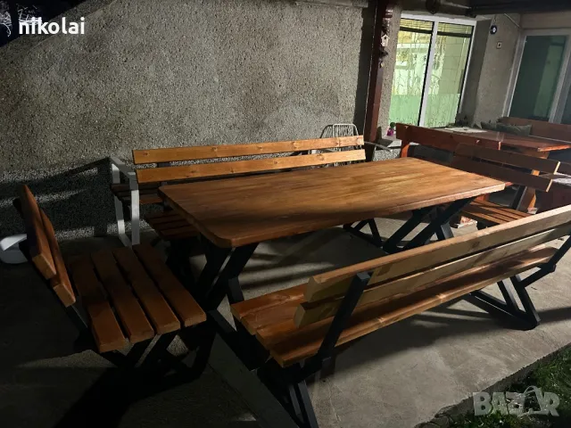 Трапезна маса с метални крака , снимка 3 - Маси - 35011576