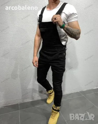 Ликвидация! Мъжки дънки с тиранти в нов стил - Доставка 24 часа 