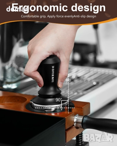 KOFIKOFI Тампер за еспресо 53,3 мм, две пружини, вълнообразна основа от неръждаема стомана, снимка 5 - Други стоки за дома - 51951003