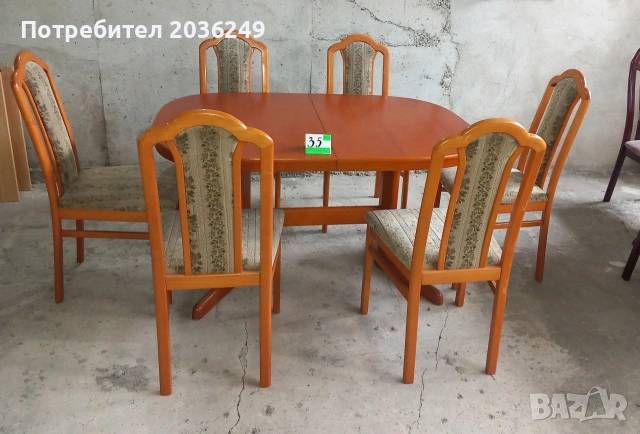 Комплект масивна разтегателна маса- Автомат с 6 стола, снимка 3 - Маси - 53328688