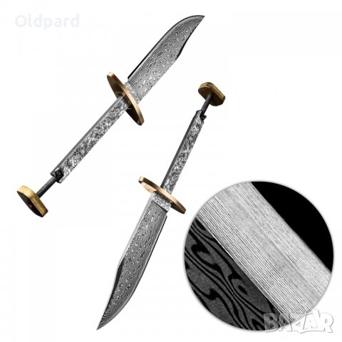 Висококачествено дамаско острие Bowie-М за монтиране на нож + гарда и накрайник , снимка 5 - Ножове - 40194832