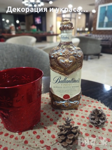 Подаръчна коледна бутилка с барокови елементи, снимка 6 - Декорация - 52592233