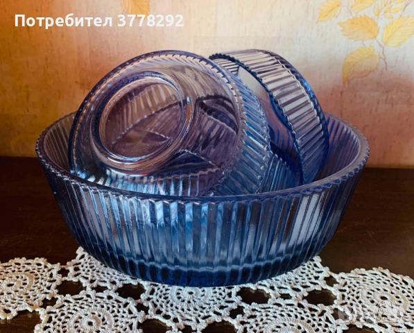 Сервиз за компот в синьо/лилаво, от преди 50г.