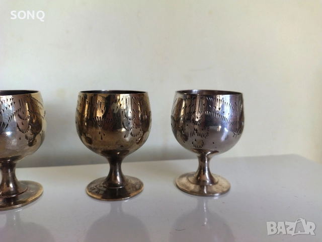 Прекрасен Комплект Стари Бронзови Чашки-EPNS, снимка 5 - Антикварни и старинни предмети - 52121312