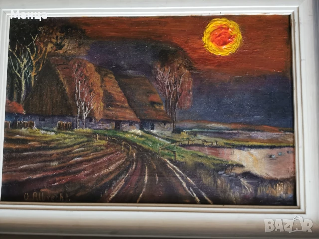 Стара авторска картина масло, снимка 2 - Антикварни и старинни предмети - 50945722