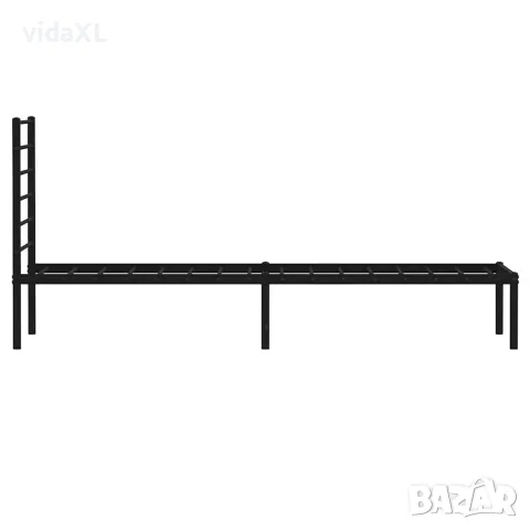 vidaXL Метална рамка за легло с горна табла, черна, 75x190 см, снимка 7 - Спални и легла - 56147228