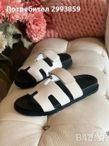HERMES CHYPRE sandals 36-38.5 сандали ЕРМЕС бели, снимка 8 - Чехли - 55740466
