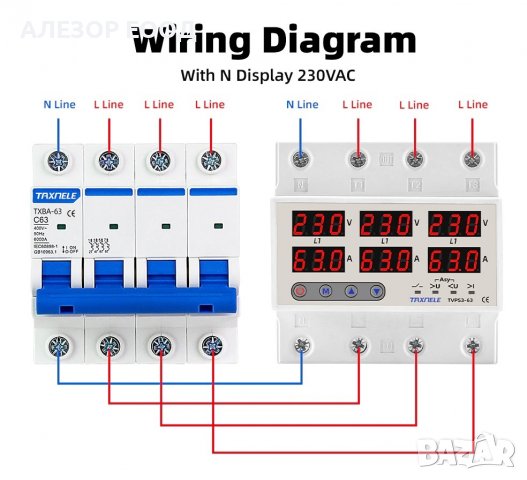 Трифазно реле за контрол на напрежение и ток до 63А, 300V,  20204170, снимка 8 - Друга електроника - 38928002