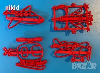сет самолет хеликоптер ракета пластмасови резци резец форма форми украса фондан торта печати