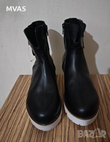Нови дамски боти естествена кожа - 45% черни на платформа 36 размер, снимка 6 - Дамски боти - 30552607