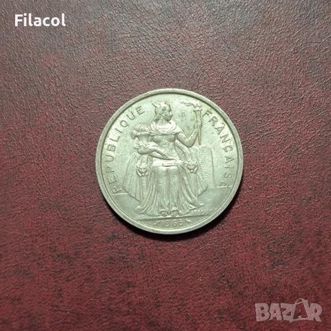 Френска Полинезия 5 франка 1965 г., снимка 2 - Нумизматика и бонистика - 52788179