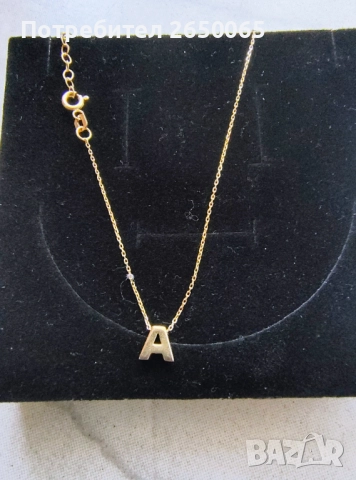 Ново нежно златно синджирче с буква А - 14к.злато, проба 585/ 1,80гр., снимка 2 - Колиета, медальони, синджири - 51535743