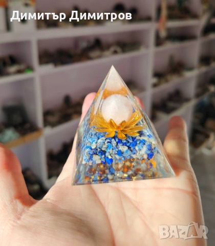 Пирамиди оргонит с лазурит. Бижута Луди гъби. Идея за подарък.