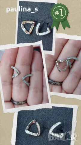 Четири броя / Сребърни обеци с циркони на Пандора / проба 925s / Южна Корея , снимка 2 - Обеци - 33416237