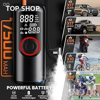 Преносим въздушен компресор за помпане на гуми, 150 PSI иновативни безжични, снимка 2 - Друга електроника - 48777005