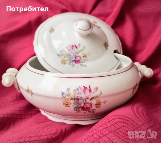 Порцеланови съдове - два супника и кана, снимка 2 - Сервизи - 48749200