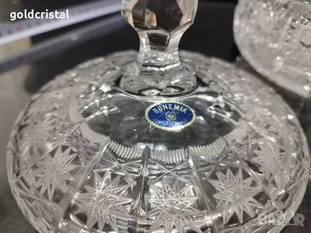 кристална бонбониера захарница купа Бохемия , снимка 4 - Антикварни и старинни предмети - 17710325