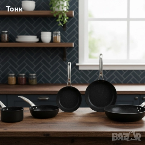 Премиум комплект мраморни тигани и касерола Voltz – незалепваща мощ за всеки ден