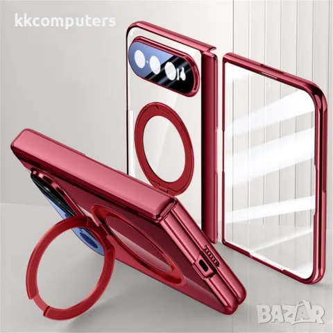 Xiaomi 18 Fold Магнитен Калъф, Стъкло, 360° Стойка – Черен, Червен и Сребрист, снимка 3 - Калъфи, кейсове - 56256485