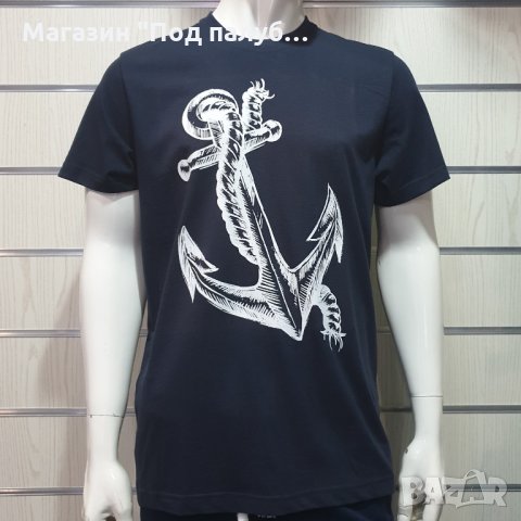 Нова мъжка тениска с трансферен печат Голяма котва, морска, снимка 5 - Тениски - 29954029
