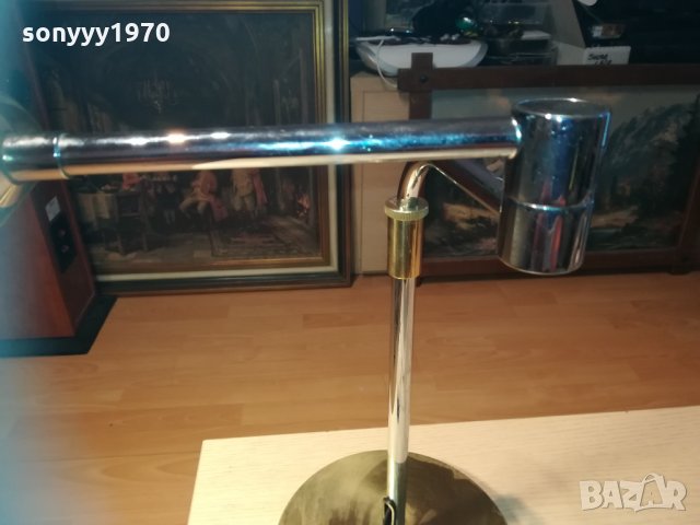 поръчана-gold & inox настолна масивна лампа-внос швеицария, снимка 3 - Настолни лампи - 30151609