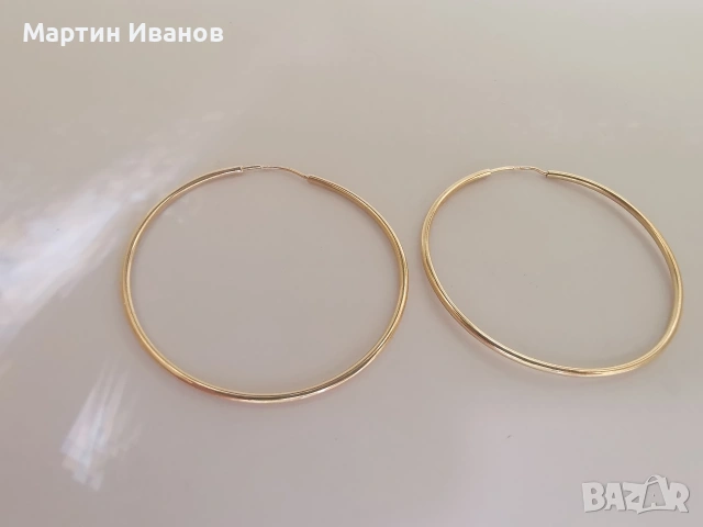 Златни обеци халки класически, снимка 4 - Обеци - 54155291