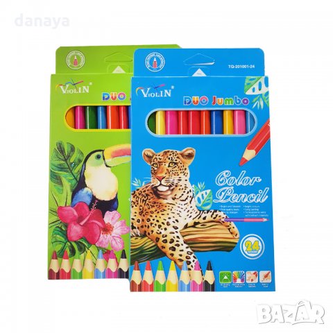 2384 Големи моливи за рисуване ДУО 12/24 цвята