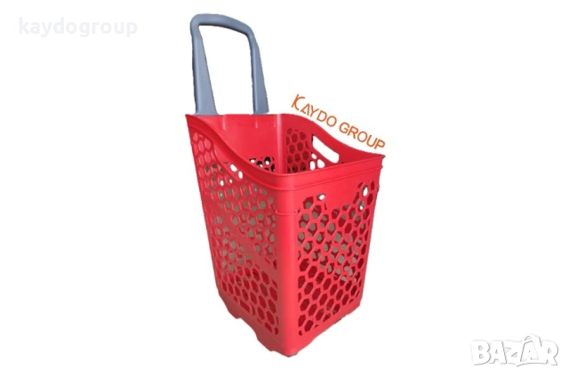  PVC кошница за пазаруване с колела, червена 75 литра