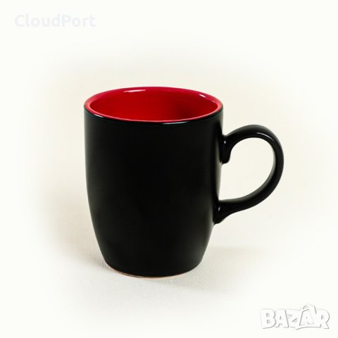Комплект от 6 чаши, Keramika, керамични, Black-Red, 300 ml, 9 cm, снимка 3 - Чаши - 42341837