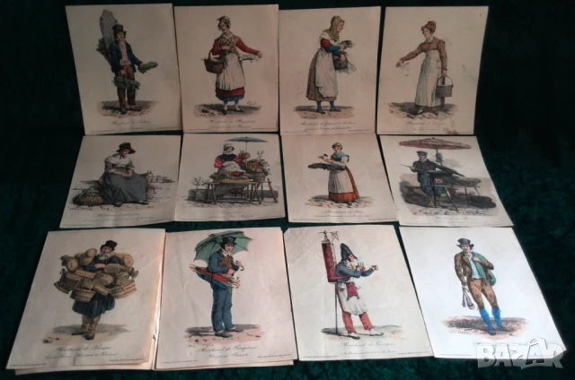 19 век Комплект от 12 гравюри от „Виковете на Париж“ от Карл Верне, снимка 3 - Антикварни и старинни предмети - 51263360