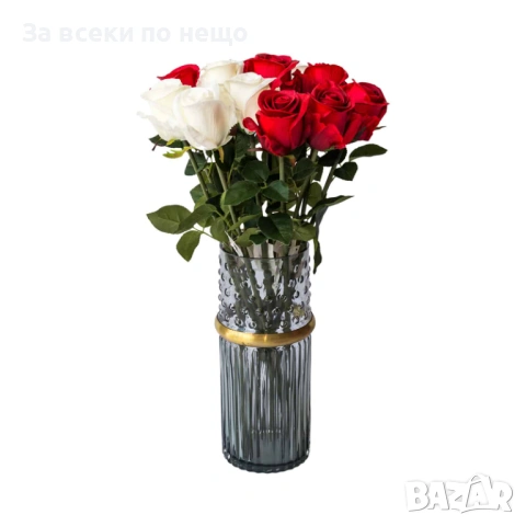 Дебелостенна стъклена ваза със златист елемент, 2 размера Код P2208, снимка 4 - Вази - 54198605