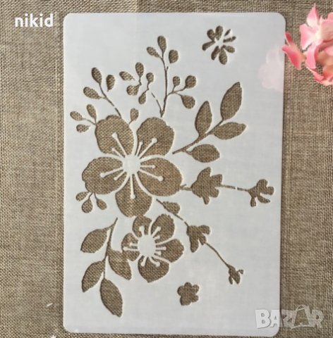 Вишнев цвят цъфнало цвете шаблон стенсил спрей за торта Scrapbooking