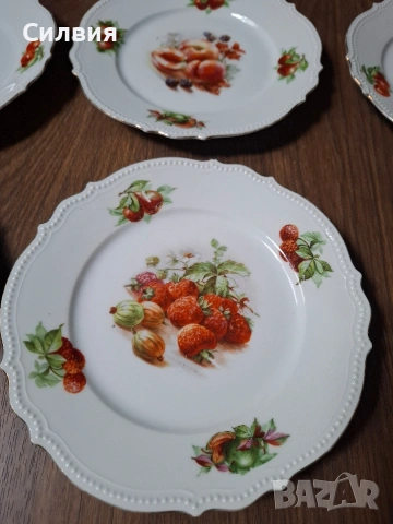 Антикварен Комплект Десертни Чинии „P.K. Silesia“ – Късче История от Силезия, снимка 12 - Сервизи - 53913619