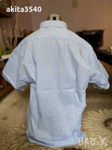 Синя мъжка риза с къс ръкав, снимка 7 - Ризи - 34914194