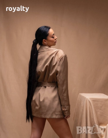 Елегантно Бежово Дамско Палто , снимка 3 - Палта, манта - 52886098