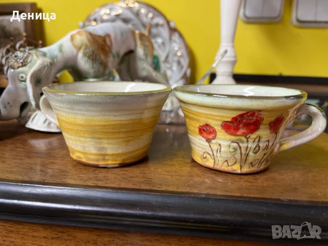 Страхотни🥰 Керамични чаши с макове за кафе Ръчна изработка-100/120 мл на око Цена-30 лв/15.34€, снимка 5 - Чаши - 52580296