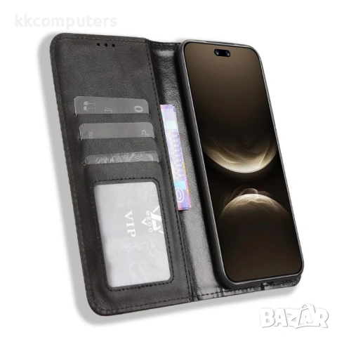 Калъф Портфейл за Huawei nova 14 Pro 5G - Кожен PU с Ретро Дизайн, Стенд, Джобове за Карти, Магнитно, снимка 9 - Калъфи, кейсове - 53187739