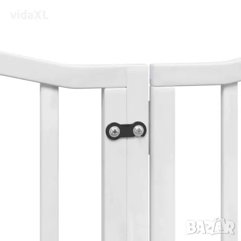 vidaXL Сгъваема преграда за кучета с врата 9 панела бял 450 см топола, снимка 7 - За кучета - 56146660