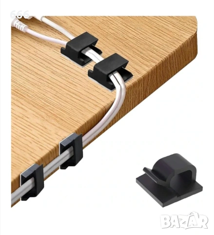 50 броя Самозалепващи подложки с кабелна скоба 2.6см / 2.6см, снимка 6 - Други стоки за дома - 53905223