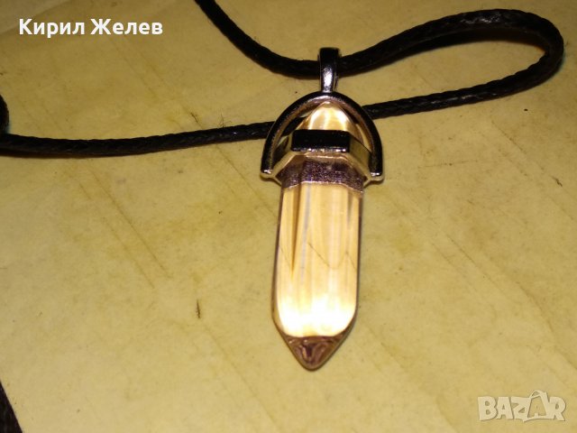 КРАСИВО СТИЛНО ХЕНД-МЕЙД ВИНТИДЖ КОЛИЕ с ПРОЗРАЧЕН ОГНЕН АМЕТИСТ 37032, снимка 7 - Колиета, медальони, синджири - 39934553