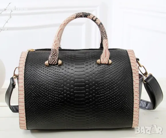 Дамска чанта с декорация от бяла змийска кожа. , снимка 5 - Чанти - 48951647