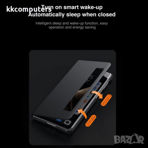 Калъф SULADA Kevlar за Honor Magic V5 – смарт капак с прозорец, кожена текстура и магнитна функция, , снимка 3 - Калъфи, кейсове - 52163176