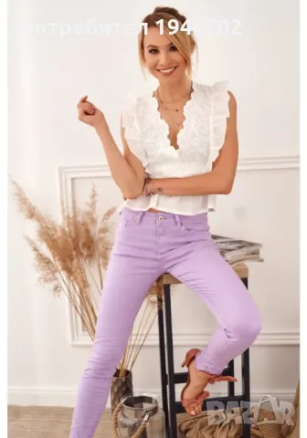 Дамски дънки в цвят лавандула 367, снимка 3 - Дънки - 48200311