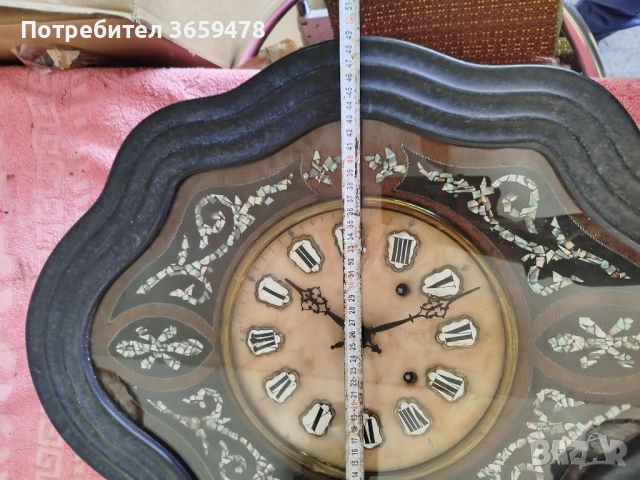 Антикварен Френски часовник с инкрустация от седеф, снимка 3 - Антикварни и старинни предмети - 53071938
