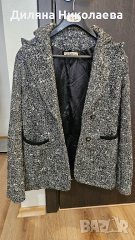 Дамско сиво черно палто р-р S-M