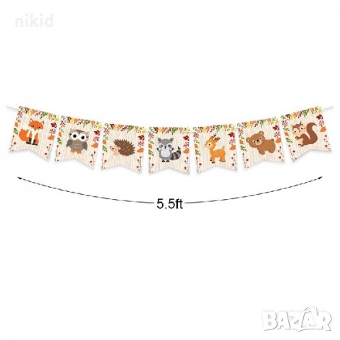 Горски Животни правоъгълни Банер парти гирлянд декор рожден ден