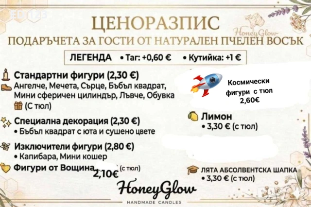 Подаръчета за гости от НАТУРАЛЕН ПЧЕЛЕН ВОСЪК за всеки повод, снимка 11 - Други - 54322062