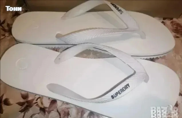 SuperDry Нови Мъжки Бели Чехли 45